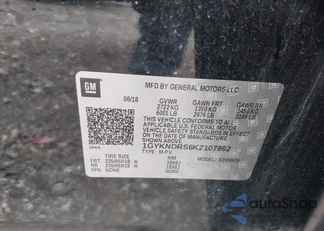 2019 Cadillac Xt5 Luxury z USA, uszkodzony, nr VIN 1GYKNDRS6KZ107892